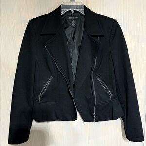 INC International Concepts Black Blazer with Silver Zippers